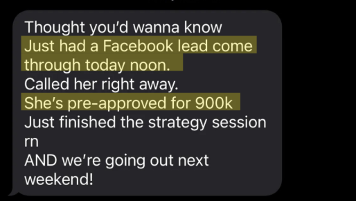 Facebook lead pre-approved for $900K